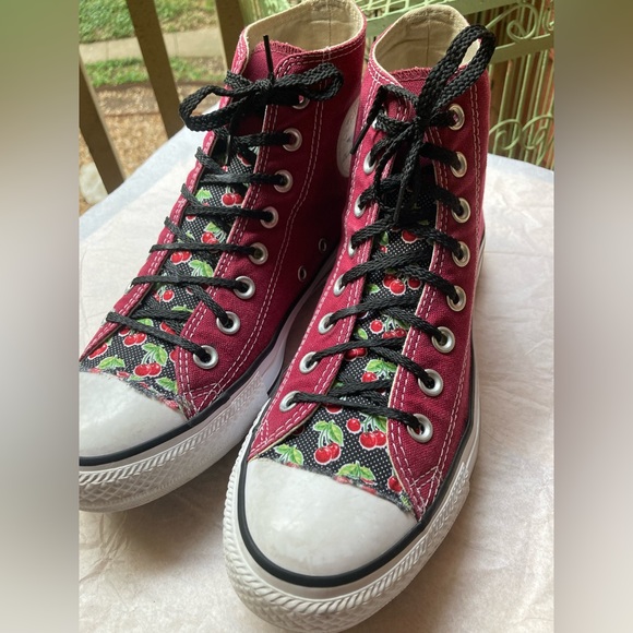 Converse Chuck Taylor All Star Classic High Top Upcycled Cherry Women 9 Men 7 - Picture 1 of 14